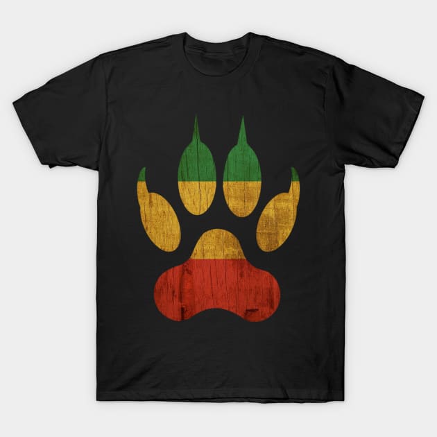Lion Paw Print Rasta Reggae Ethiopia Jamaica Design T-Shirt by PerttyShirty